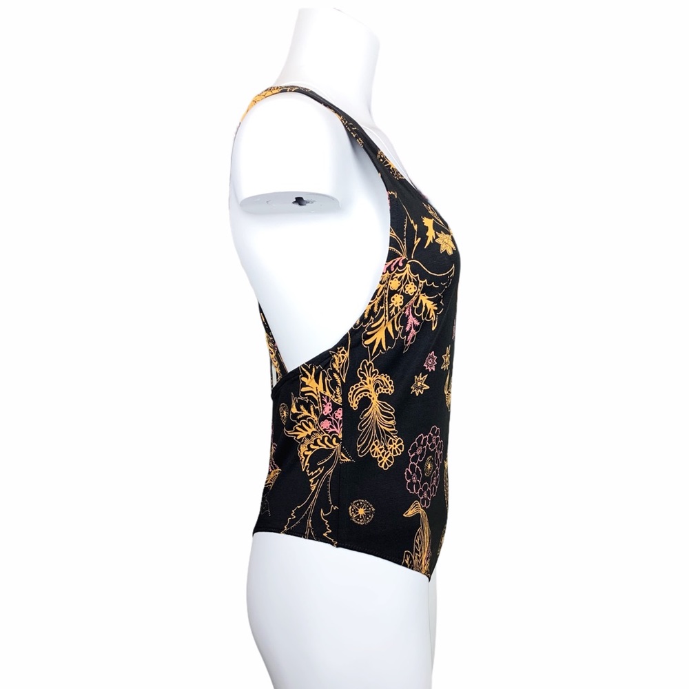 Free People Floral Black & Gold Bodysuit Large - Picture 7 of 14